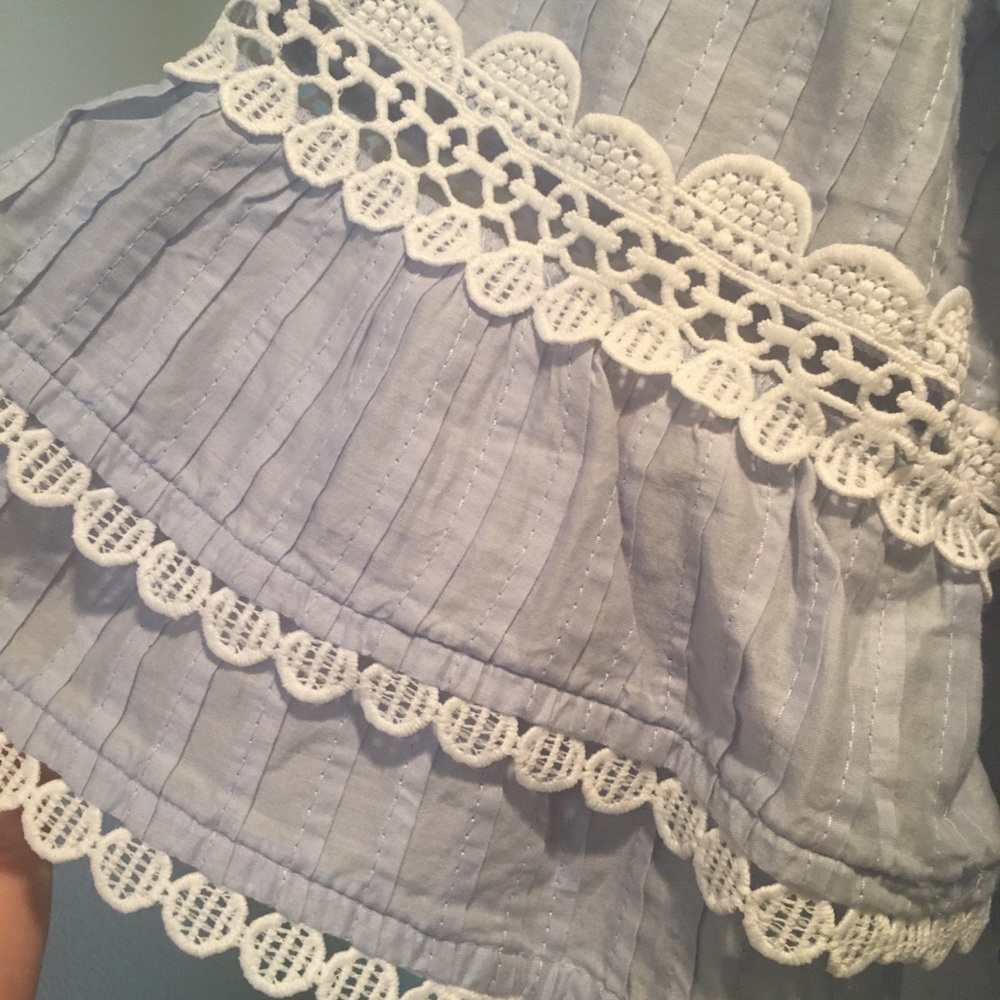 J Crew Ruffle and Lace Top in Faded Peri - Picture 6 of 6